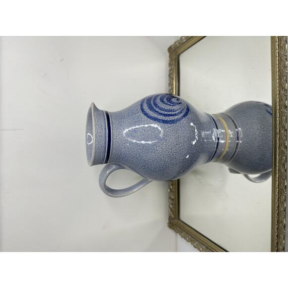 1970s Marzi & Remy Blue Salt Glaze German Pottery Pitcher Marked - Picture 2 of 10